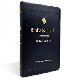 B�blia Com Harpa Crist� Luxo Letra Grande Preta NAA