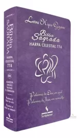 B�blia com Harpa 774  Letra Hipergigante Luxo Lilas Palavras de Jesus Em vermelho