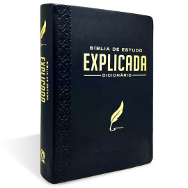 B�blia de Estudo Explicada M�dia Luxo Preta Com Dicionario