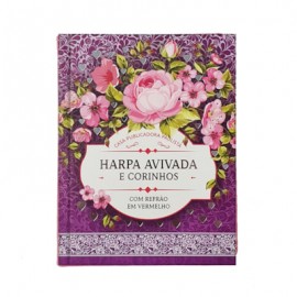 Harpa Avivada e Corinhos M�dio Letra Gigante Capa Floral Rosa Brochu