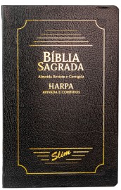 Biblia Slim Com Harpa Couro Sintetico Preta Cpp