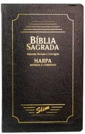 Biblia Slim Com Harpa Couro Sintetico Preta Cpp