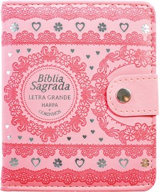 Biblia Carteira Pu Letra Grande - Mod. 02 Rosa