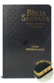 B�blia Letra Hipergigante Arc Full Color Pu Luxo Com Harpa Com �ndice Preta