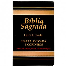 Biblia Letra Gigante A.R.C Luxo Laminada Com Harpa -Preta