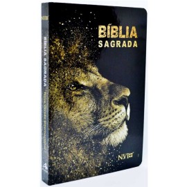 Biblia Nvi Le�o Preto Dourado Capa Dura