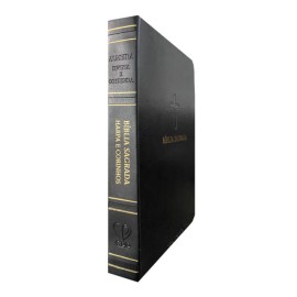 B�blia Letra Hipergigante Arc Full Color Pu Luxo Com Harpa Com �ndice Preta Cruz