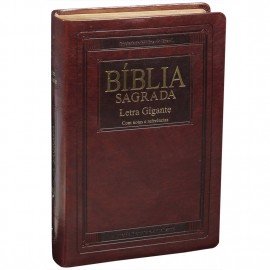 Biblia Letra Gigante  Ra Luxo Marrom Nobre Com ndice 