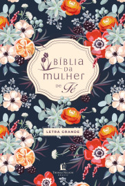 B�blia da Mulher de F�, NVI, Letra Grande, Couro-soft com estampa florida