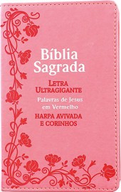 BIBLIA ULTRAGIGANTE  LUXO PU - MOD 02 FLORES Rosa