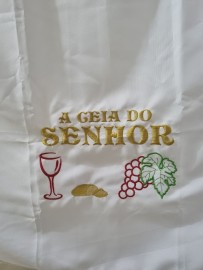 Kit de Toalha de Santa Ceia 2Mt Bordada Branco 4 Peas