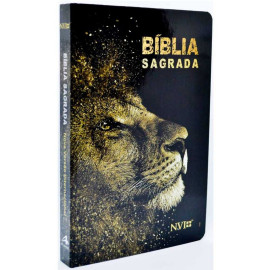 Biblia Nvi Le�o Preto Dourado Capa Dura