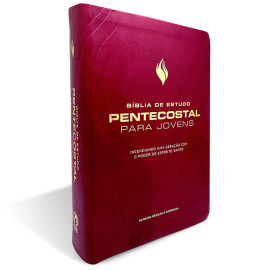 B�blia de Estudo Pentecostal Luxo para Jovens M�dia Vinho 