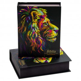 Bblia Mdia Lion Color Pintura Perfil ARC Capa Dura