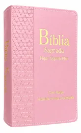 Biblia Hiper Gigante Plus Luxo Rosa Com Harpa e Corinhos Edi��o de Promessas