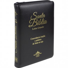Santa Biblia con Concordancia Espanhol Zíper  Preta