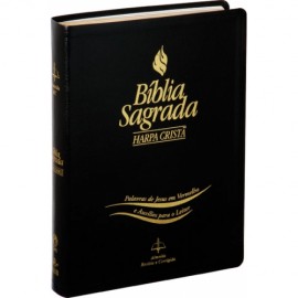 Biblia extra gigante c. harpa luxo preta