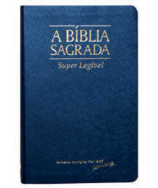 B�blia ACF Letra Super Leg�vel Capa Azul Borda Dourada