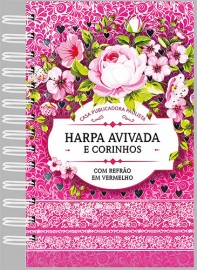 Hinrio espiral Letra Hipergigante  Mod 03 floral rosa