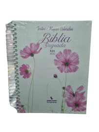 B�blia King James 1611 - Com Espaco Para Anota�oes Espiral Texto colorido flor