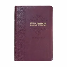 B�blia ARC Jumbo C/ Harpa Capa Luxo Arabesco Bordo