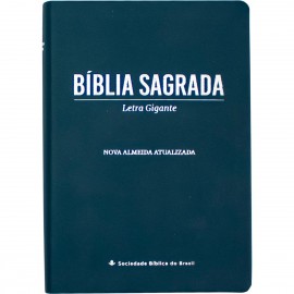 Bblia Luxo  NAA - Letra Gigante - Linha Ouro Azul