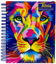 B�blia Sagrada com Pautas para Anota��es Le�o Aquarela