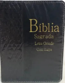 B�blia Tijolinho Ziper Letra Grande Com Harpa Estrela Cpp