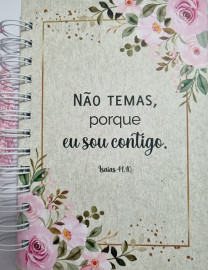 Agenda Permanente Espiral M�dia Eu Sou contigo Floral Bege