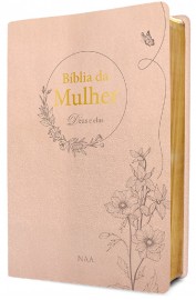 Bblia da Mulher Deus e Elas  NAA  Capa Luxo Couro Soft Champagne