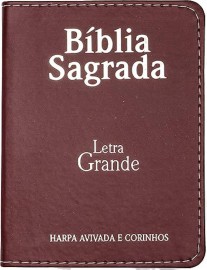 Bblia Letra Grande Arc Capa Luxo Pu Com Harpa Marrom