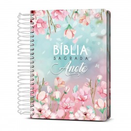 Biblia Anote Nvi Flor Magnolia Espiral 