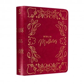Bblia Mulheres Folhas  Viviane Martinello NVT  Espao Para Anotaes Capa Luxo Vemelho