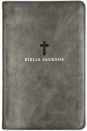 B�blia ACF, Couro Soft, Cinza, Letra Grande, Leitura Perfeita