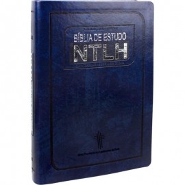 Biblia De Estudo Ntlh Media Azul Escovado Luxo