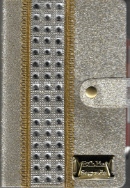 Biblia Hiper Gigante Plus Com harpa pedraria Dourada Lisa Com Caneta lateral Flores