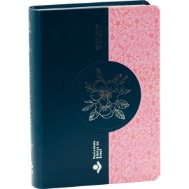 B�blia Luxo Supergigante NAA  Azul com Rosa