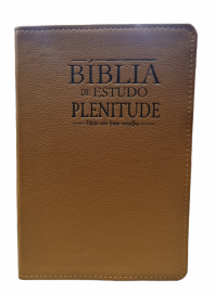 Biblia Plenitude Marrom  Couro Legitimo Luxo