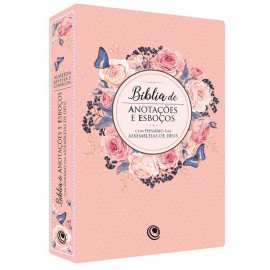 Biblia De Anotacoes E Esbocos Com Harpa Rosa