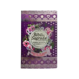 Biblia Letra Gigante A.R.C Luxo Laminada Com Harpa - Lilas
