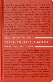 Os Evangelhos, Edi��o Bil�ngue, Portugu�s/Ingl�s, NVI/NIV, palavras de Jesus em azul  Capa Vermelho