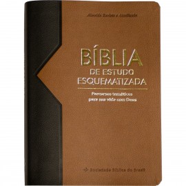 B�blia de Estudo Esquematizada Luxo Marrom e Pretp