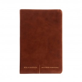 B�blia NVI Slim Letra Normal  Capa Luxo Marrom