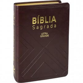 Biblia Letra Gigante marrom nobre Luxo Naa