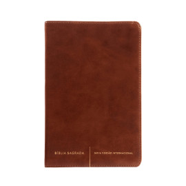 B�blia NVI Slim Letra Normal  Capa Luxo Marrom