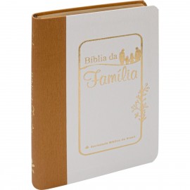 B�blia da Fam�lia Couro sint�tico Bicolor Branco e Caramelo