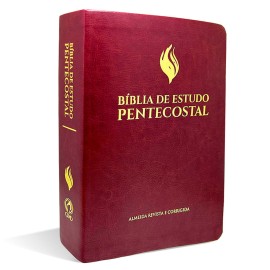 B�blia de Estudo Pentecostal Vinho - Luxo - M�dia