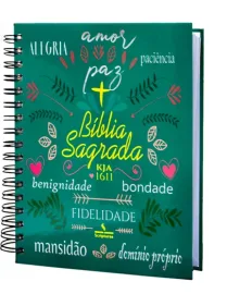 B�blia Sagrada KJA 1611 - Espiral Verde Alegria Texto colorido