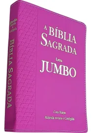 Biblia Letra Jumbo Ziper Pink Com Harpa Estrela Palavras de Jesus em Vermelho