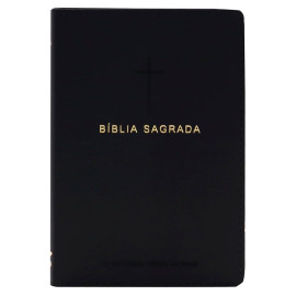 B�blia Sagrada NAA Refer�ncias Cruzada Capa Luxo Preta Couro Sintetcio